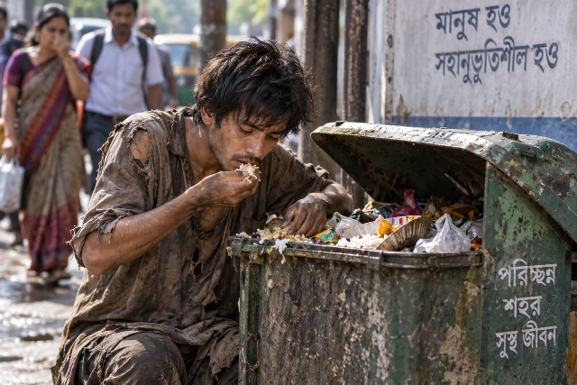 রাস্তার ধারে ভিক্ষা করছে খোকন