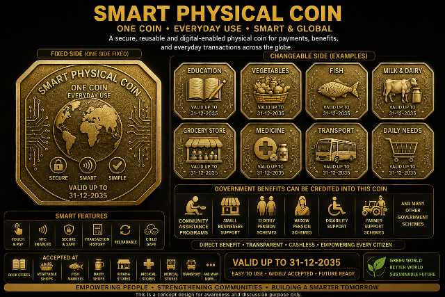 Smart Physical Coin — government benefit schemes can be credited into this coin