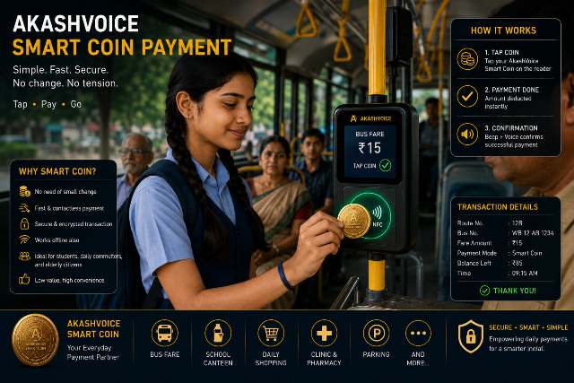 Student tapping Smart Coin to pay bus fare